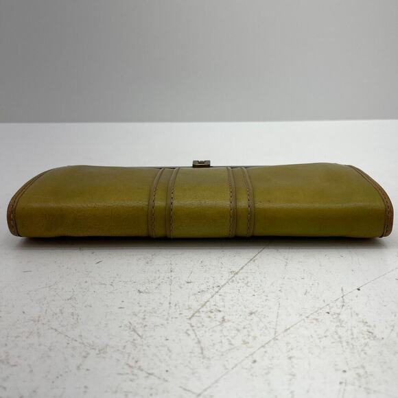 Fossil Women's Yellow Green Leather Full Size Top Clasp Wallet - Picture 8 of 14